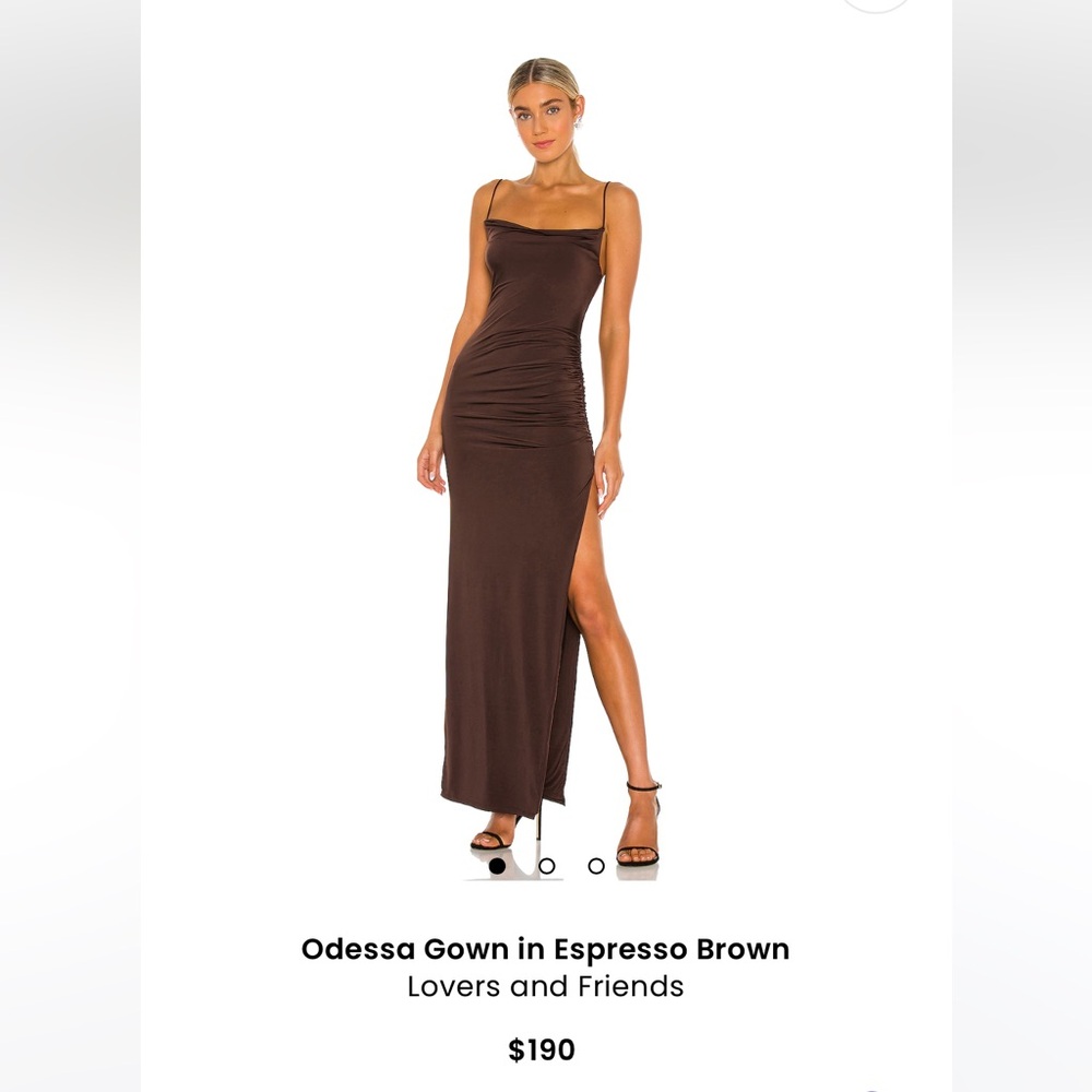 Lovers + Friends Espresso Brown Maxi Dress, Black Tie, Formal or gala.